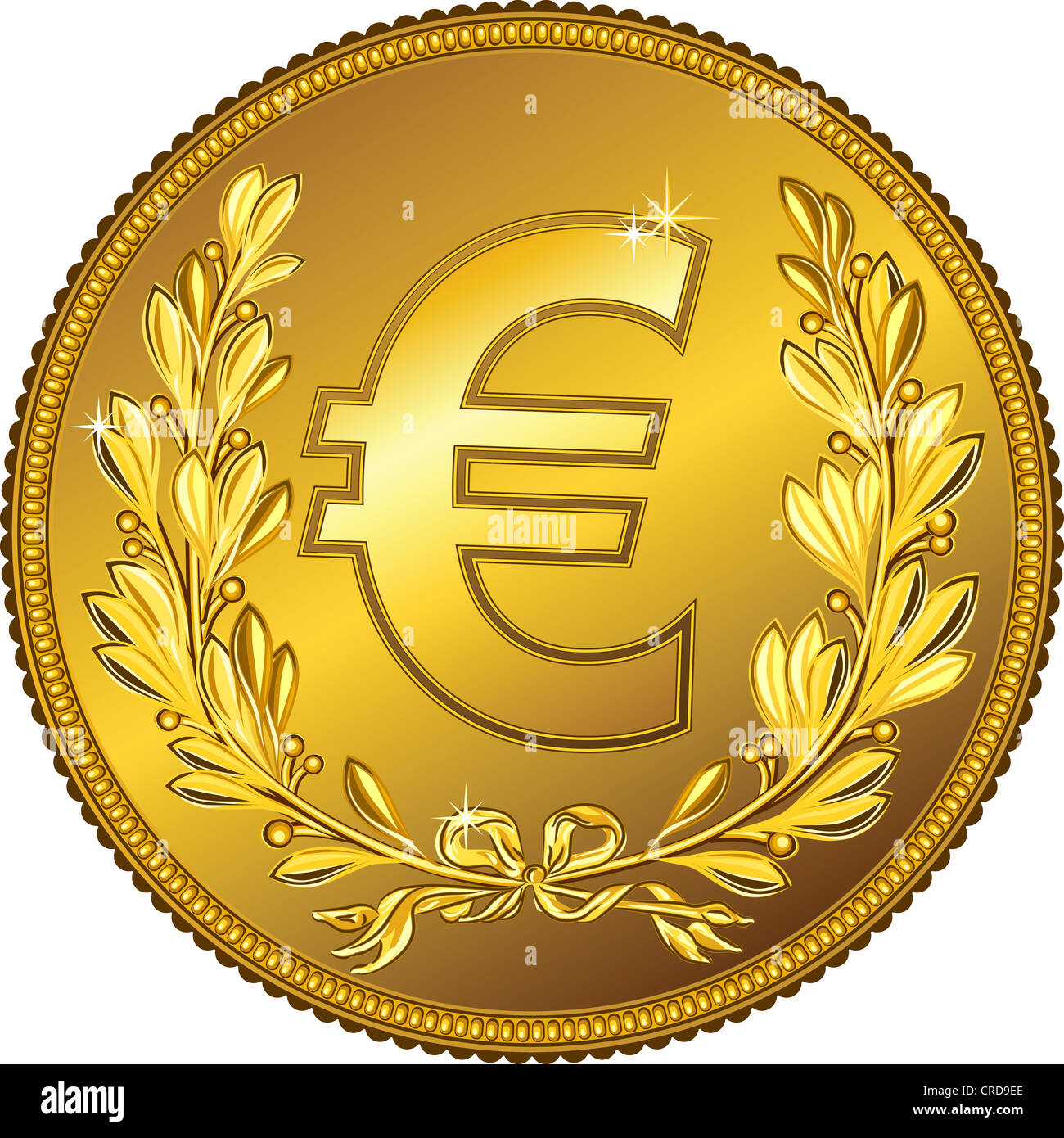 Oro denaro euro moneta con una corona di alloro Foto stock - Alamy