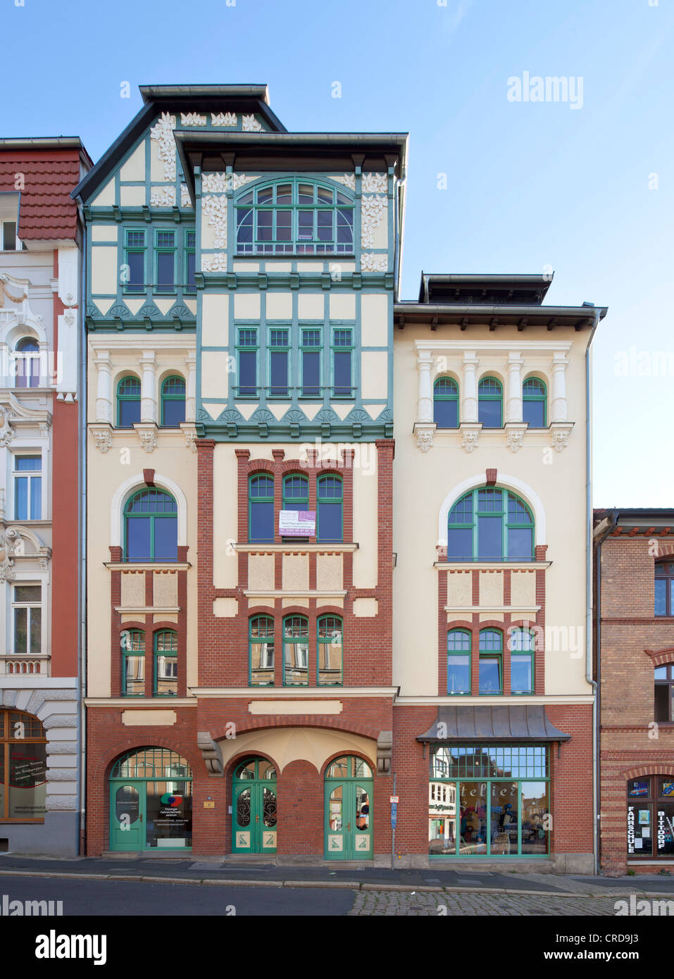 Edifici residenziali, Art Nouveau, Eisenach, Turingia, Germania, Europa PublicGround Foto Stock