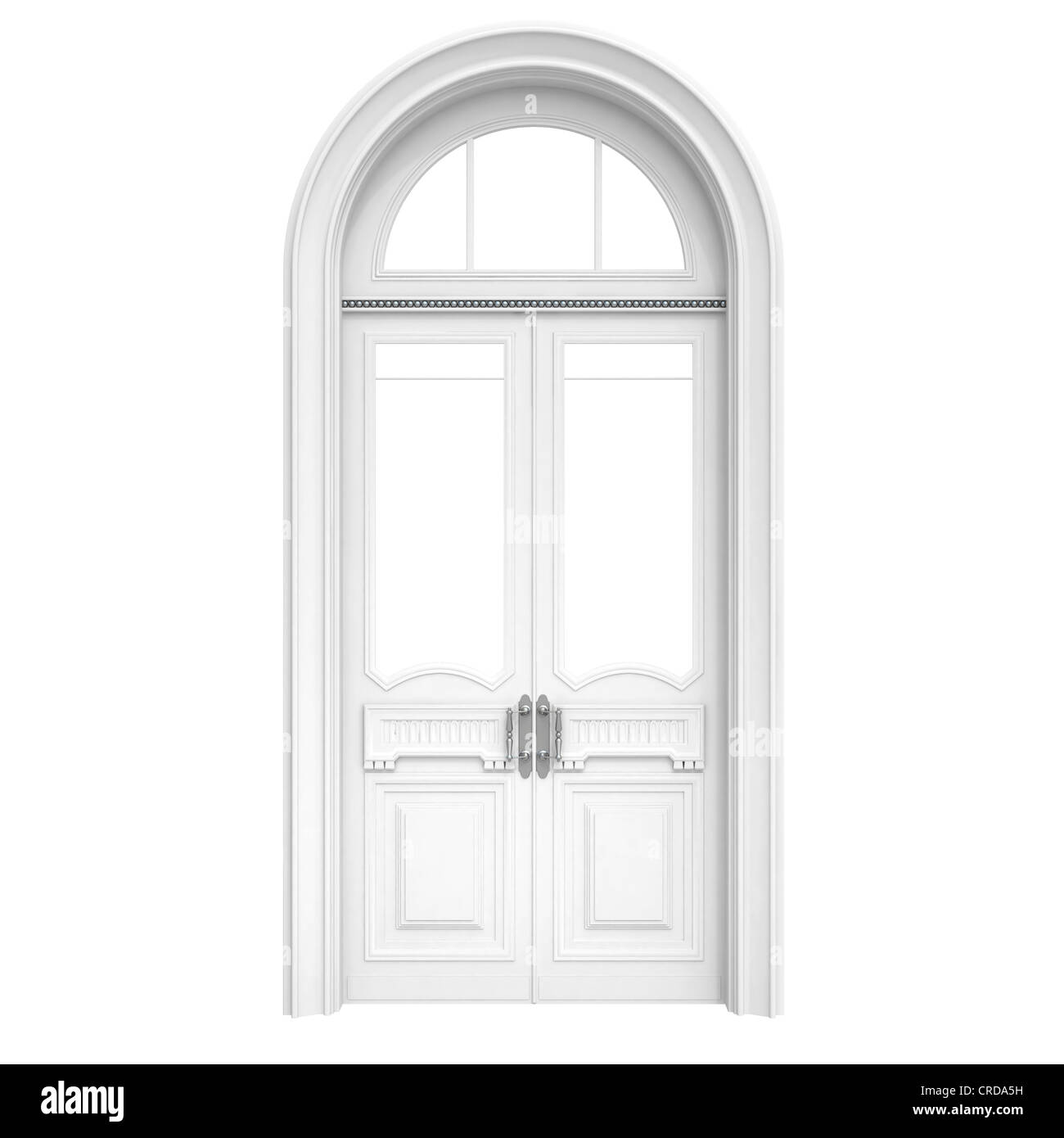 Architettura classica interni in stile oggetto: bianco porta in legno isolato su bianco Foto Stock