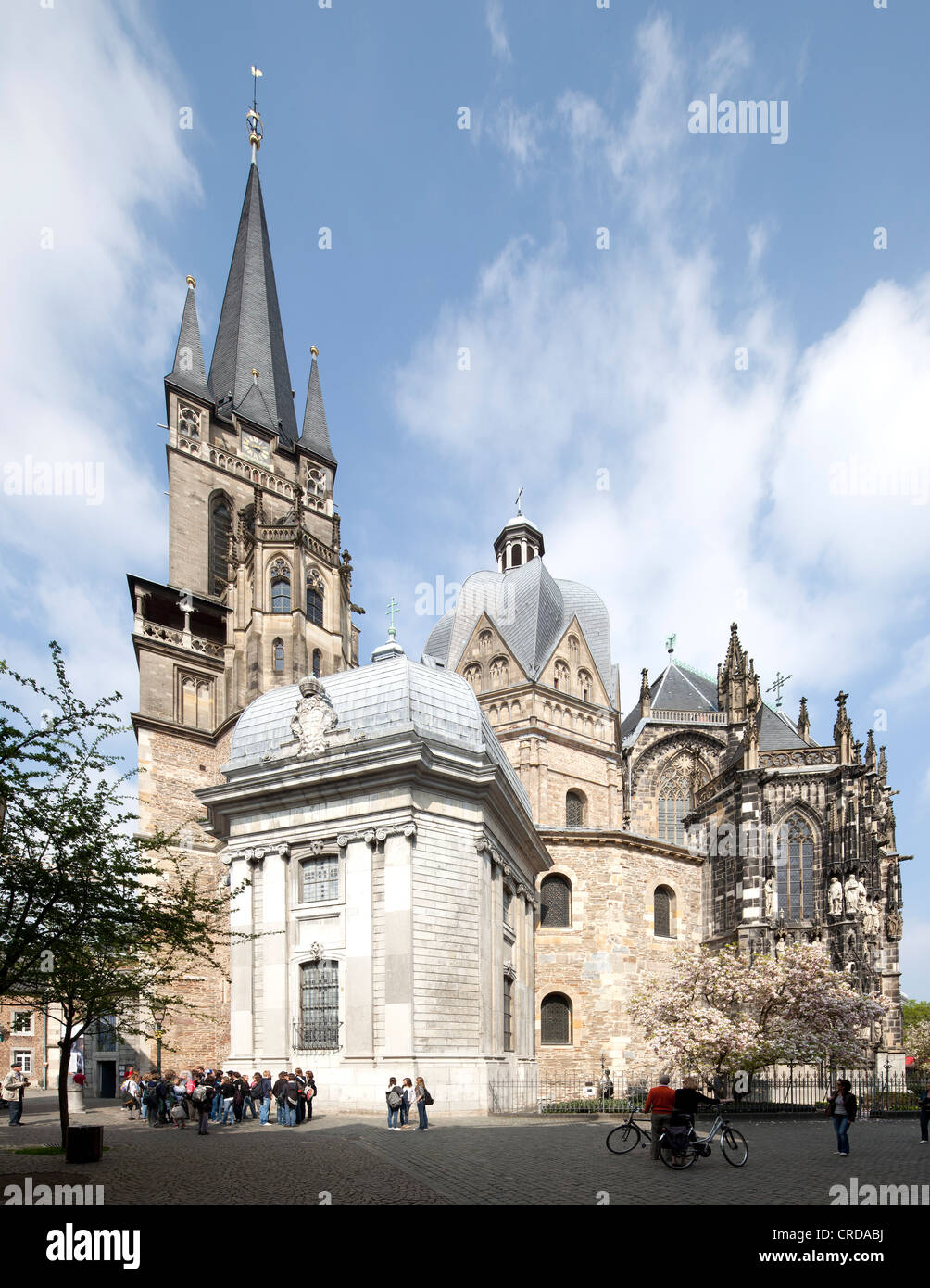 La Cattedrale di Aquisgrana, Cattedrale imperiale, Sito Patrimonio Mondiale dell'UNESCO, Aachen, Renania settentrionale-Vestfalia, Germania, Europa PublicGround Foto Stock