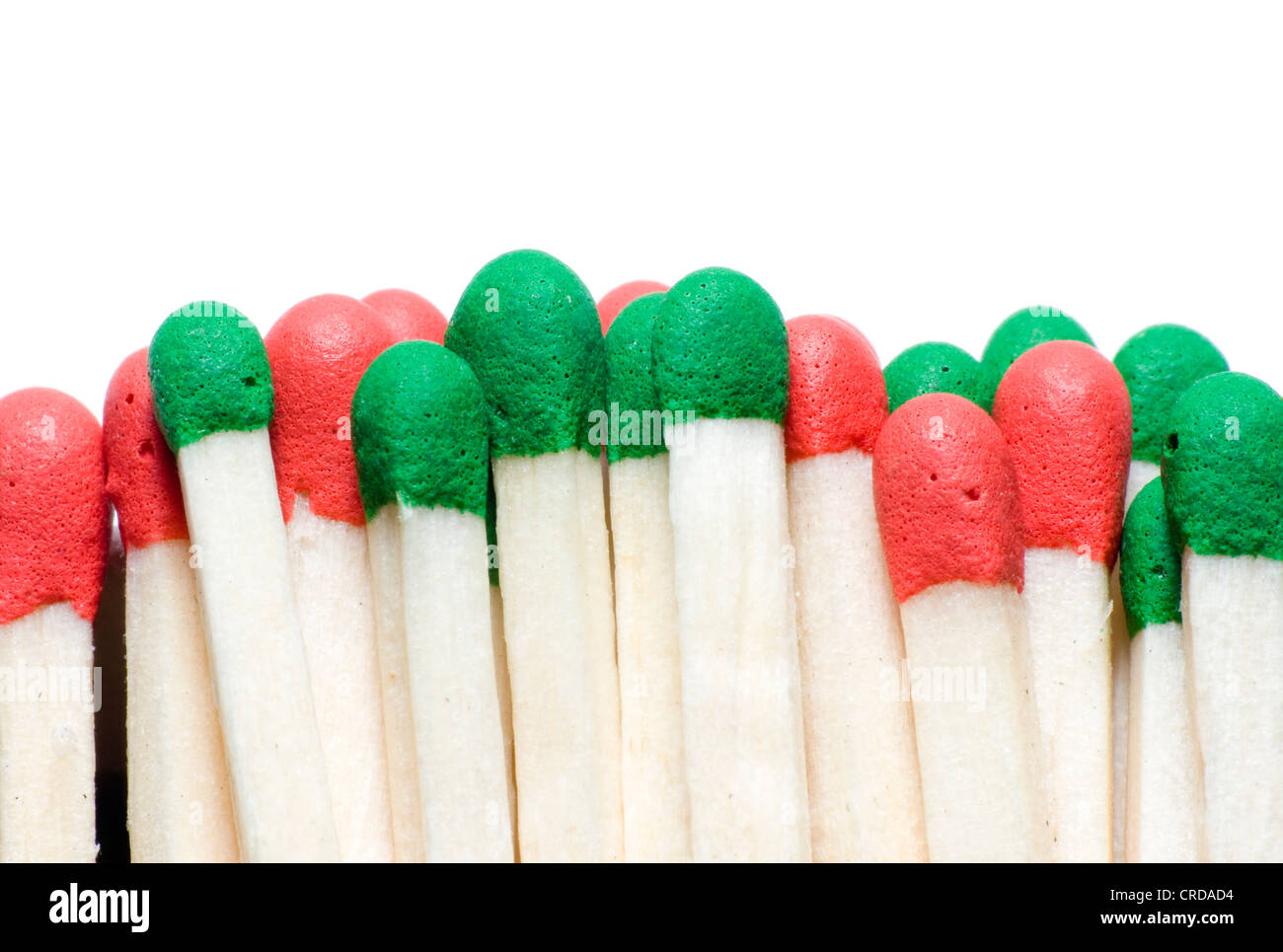 Macro estreme di corrispondenze isolati su sfondo bianco Foto Stock