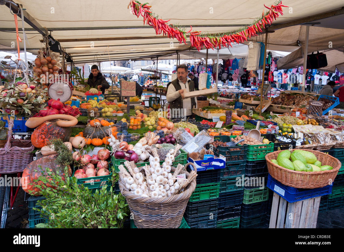 All'aperto al mercato di Campo dei Fiori, Roma, Italia. Foto Stock