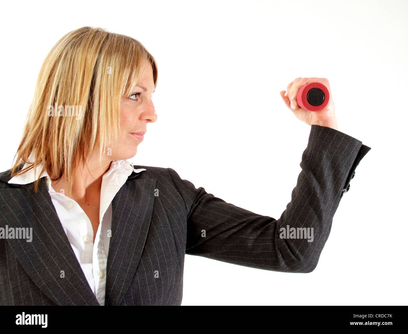Giovane imprenditrice con dumb campane Foto Stock