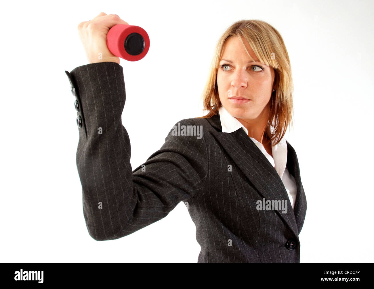 Giovane imprenditrice con dumb campane Foto Stock