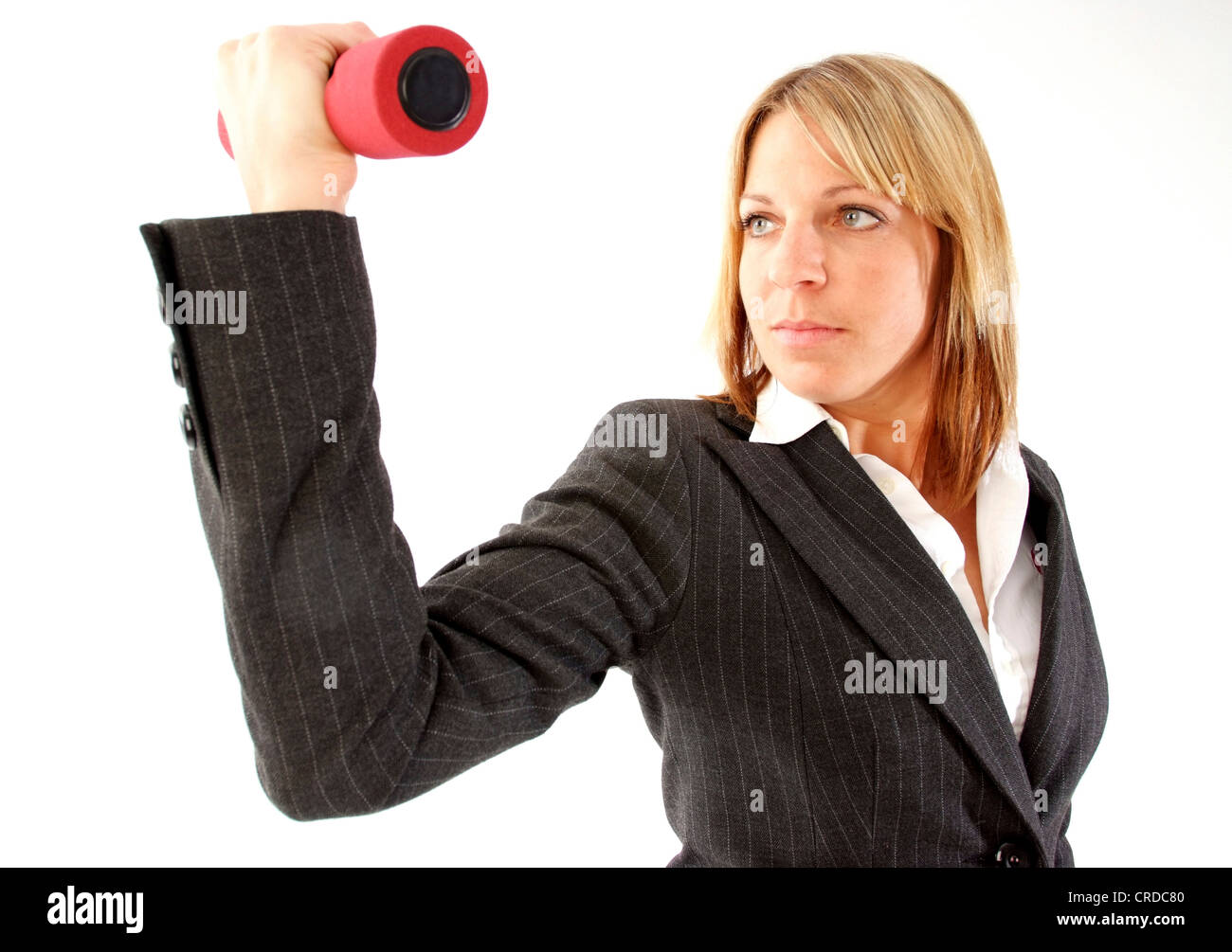 Giovane imprenditrice con dumb campane Foto Stock