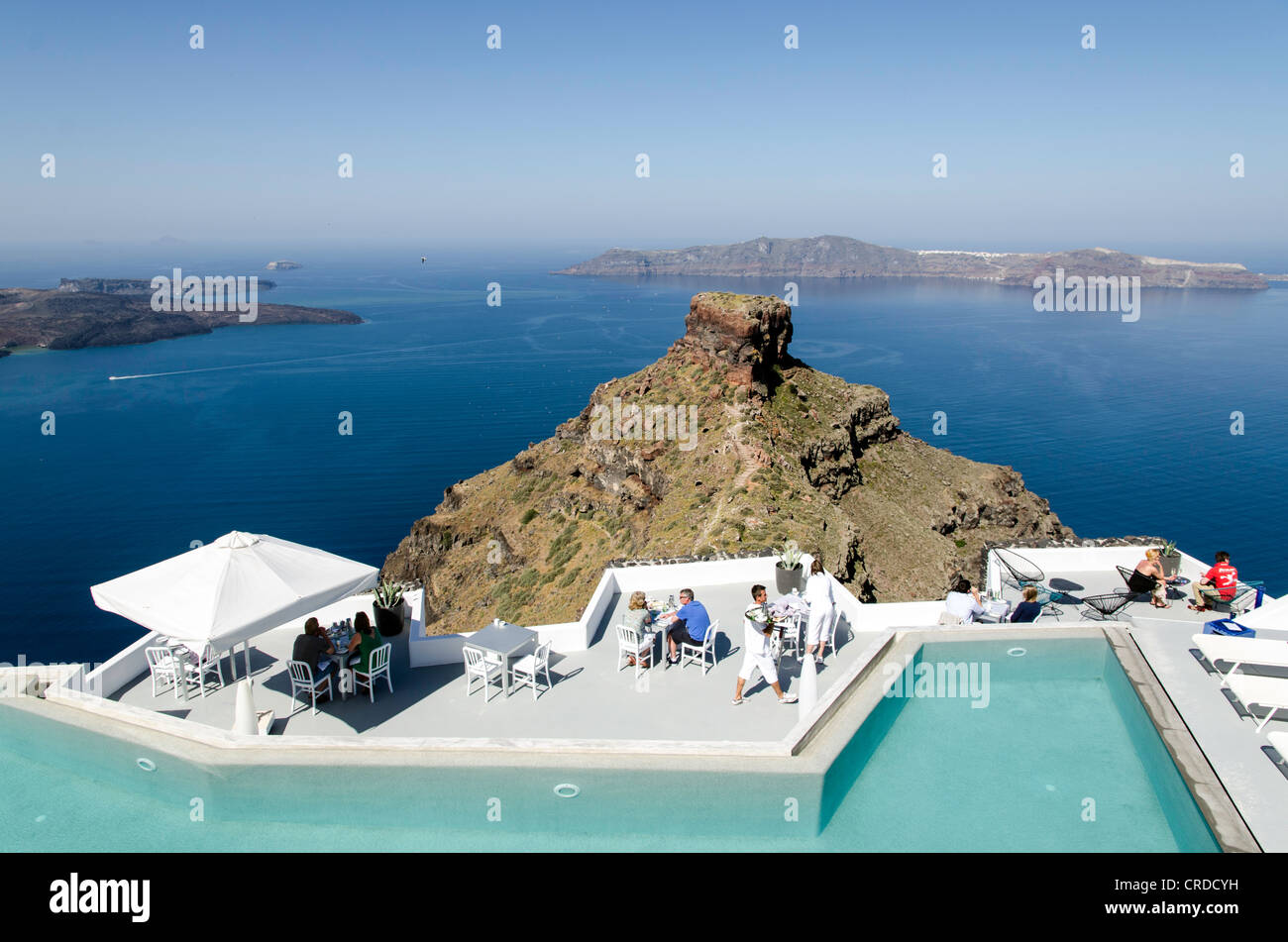 Vista di Santorini da hotel Grecia Foto Stock