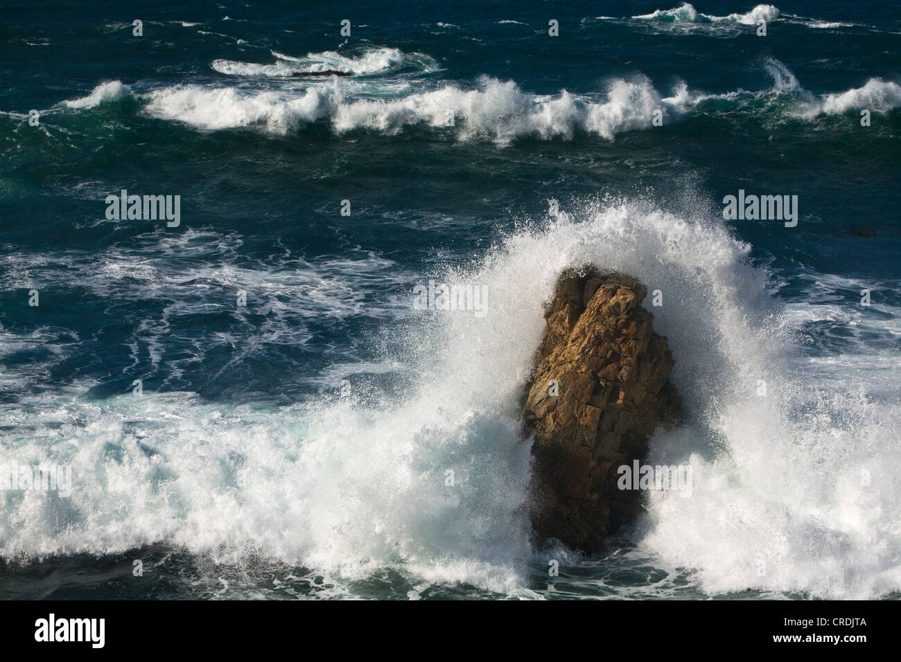 Surf sulla costa rocciosa, Big Sur, CALIFORNIA, STATI UNITI D'AMERICA Foto Stock