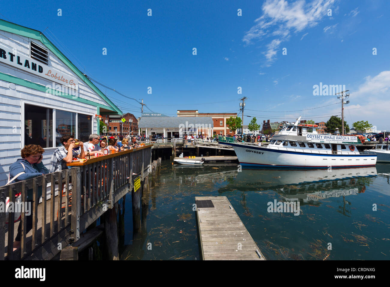 Waterfront aragosta ristorante su Long Wharf, Portland, Maine, Stati Uniti d'America Foto Stock