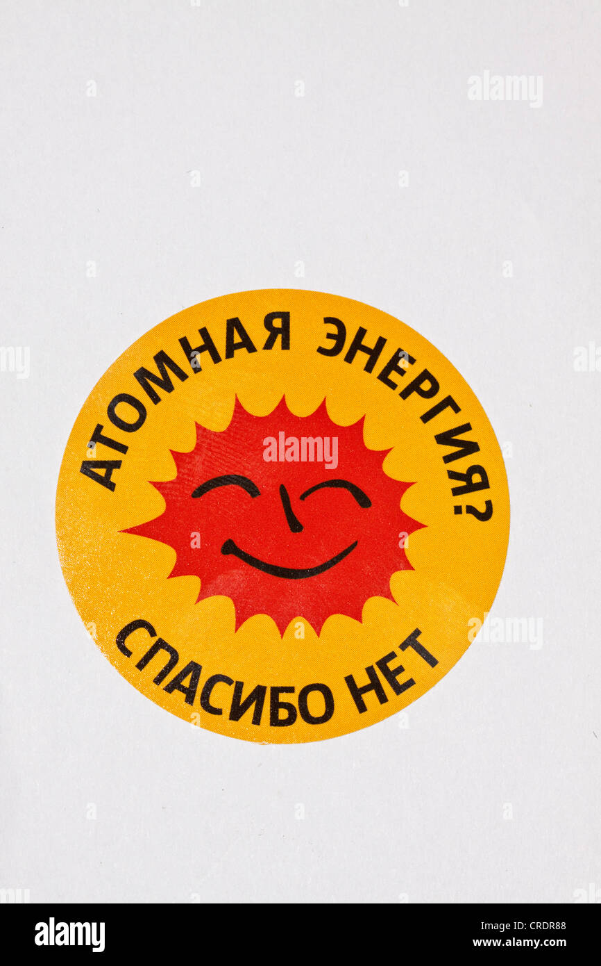 Adesivo di russo, il nucleare? No grazie Foto Stock