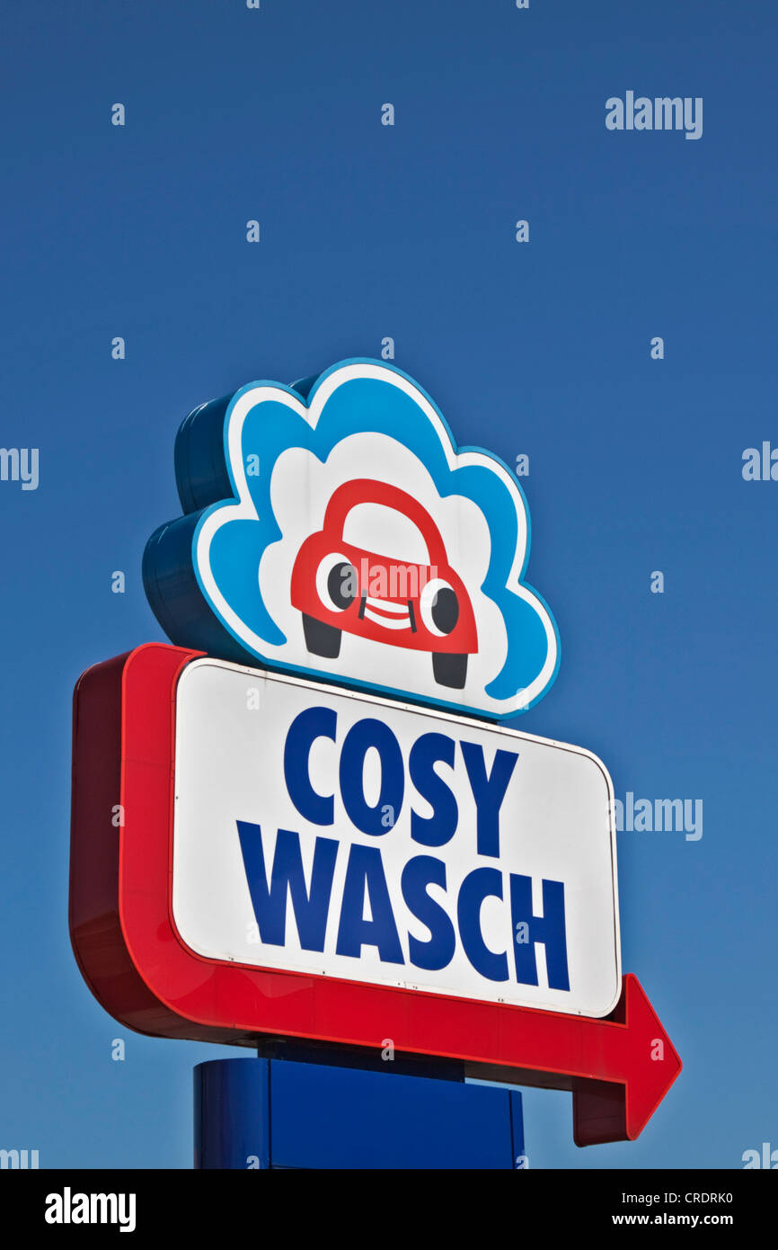 Segno, accogliente Wasch l autolavaggio Foto Stock