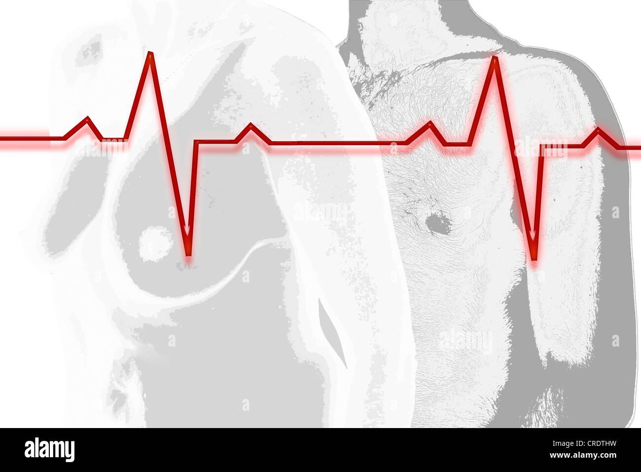 Illustrazione, uomo, donna, frequenza cardiaca Foto Stock