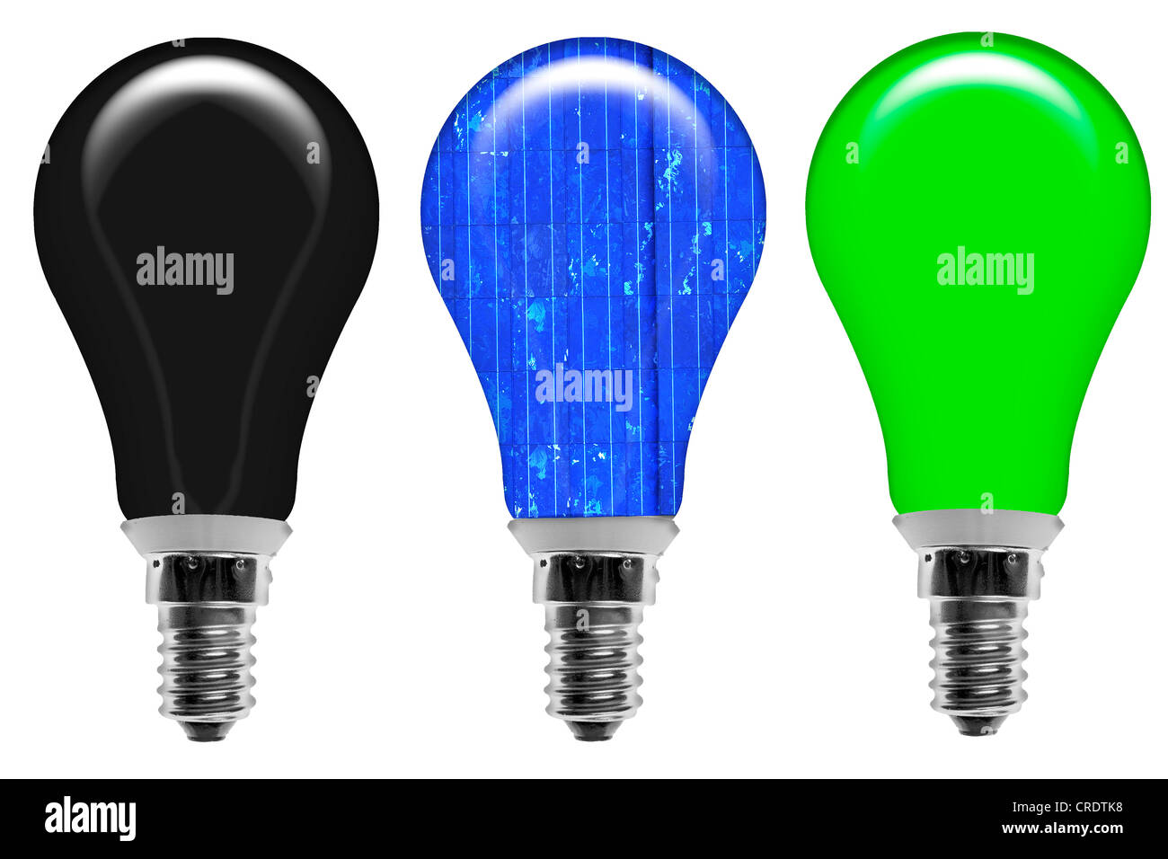 Illustrazione, lampadine, immagine simbolica per le fonti di energia solare Foto Stock