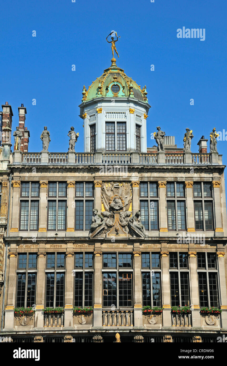 La Maison des Boulangers edificio, Roi d'Espagne, bakers' guild house sul Grote Markt Square, Grand Place square, Bruxelles Foto Stock