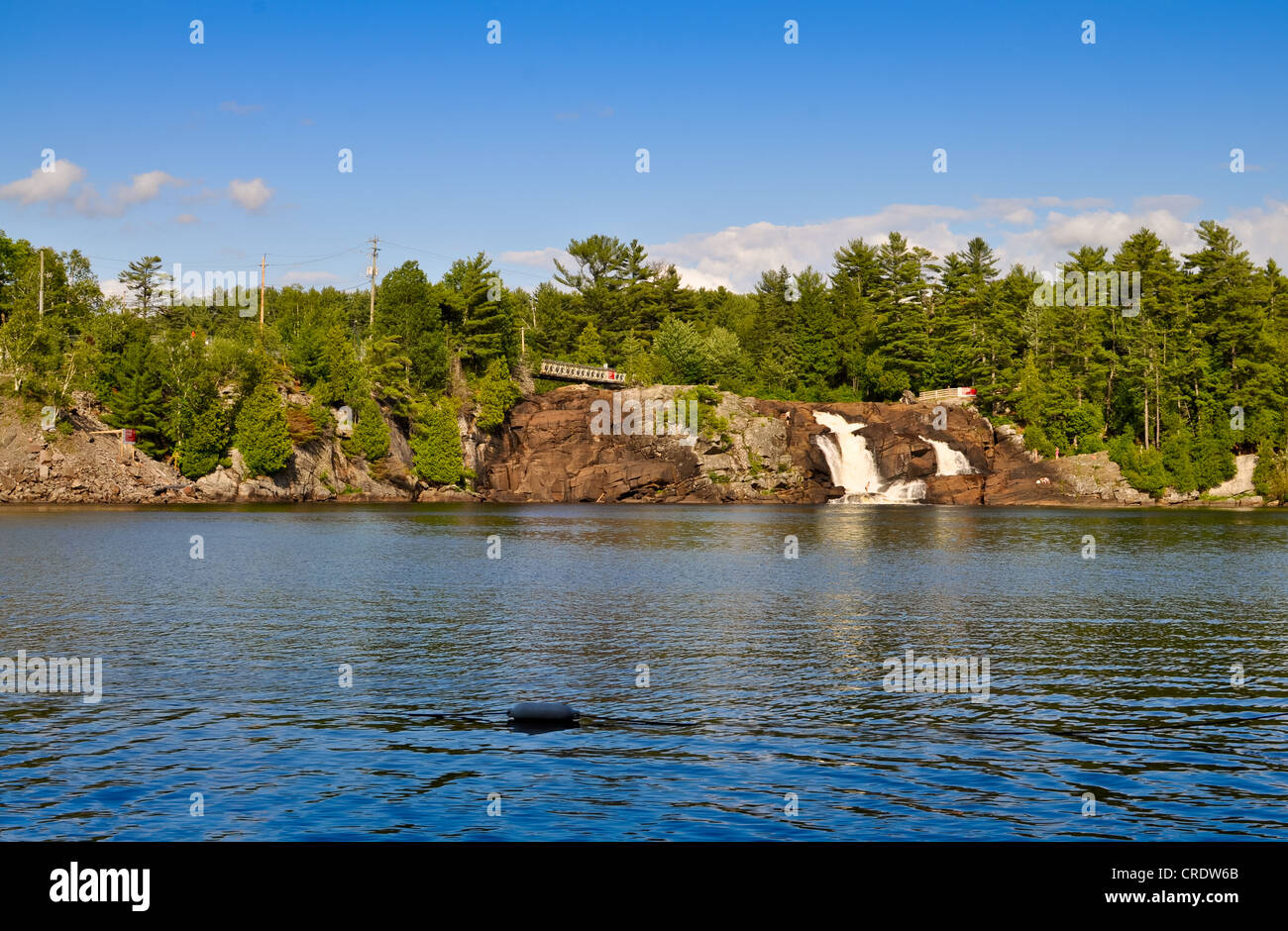 Alte cascate sul fiume di Muskoka in Braceridge, Ontario Foto Stock