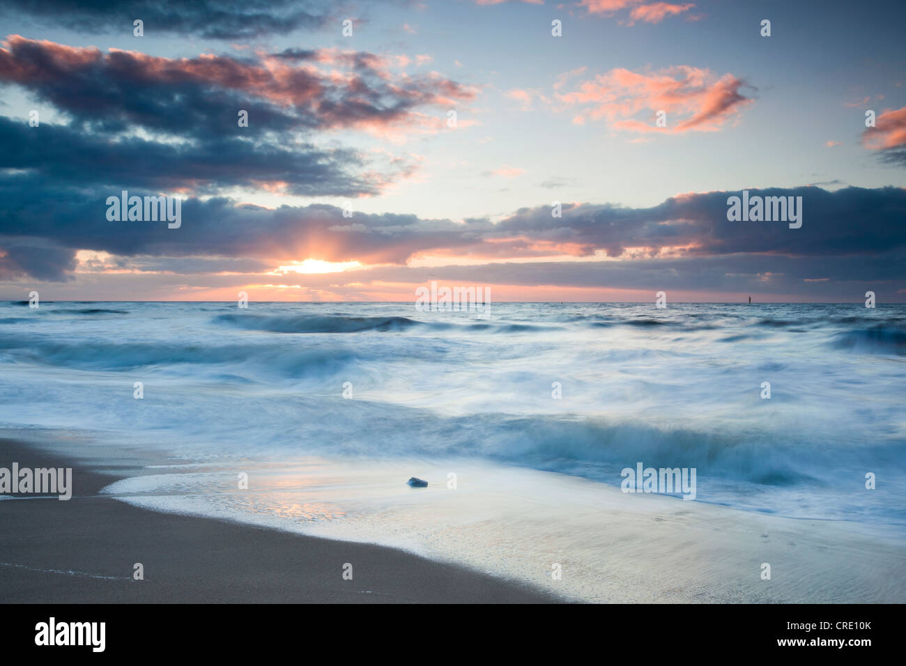 Post-incandescenza in inverno con ghiaccio e neve, isola di Sylt, Schleswig-Holstein, Germania, Europa Foto Stock