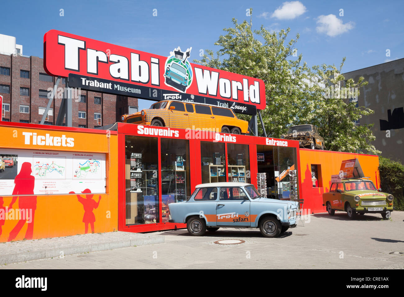 Trabi Mondo, Trabant Museum di Berlino, Germania Foto Stock
