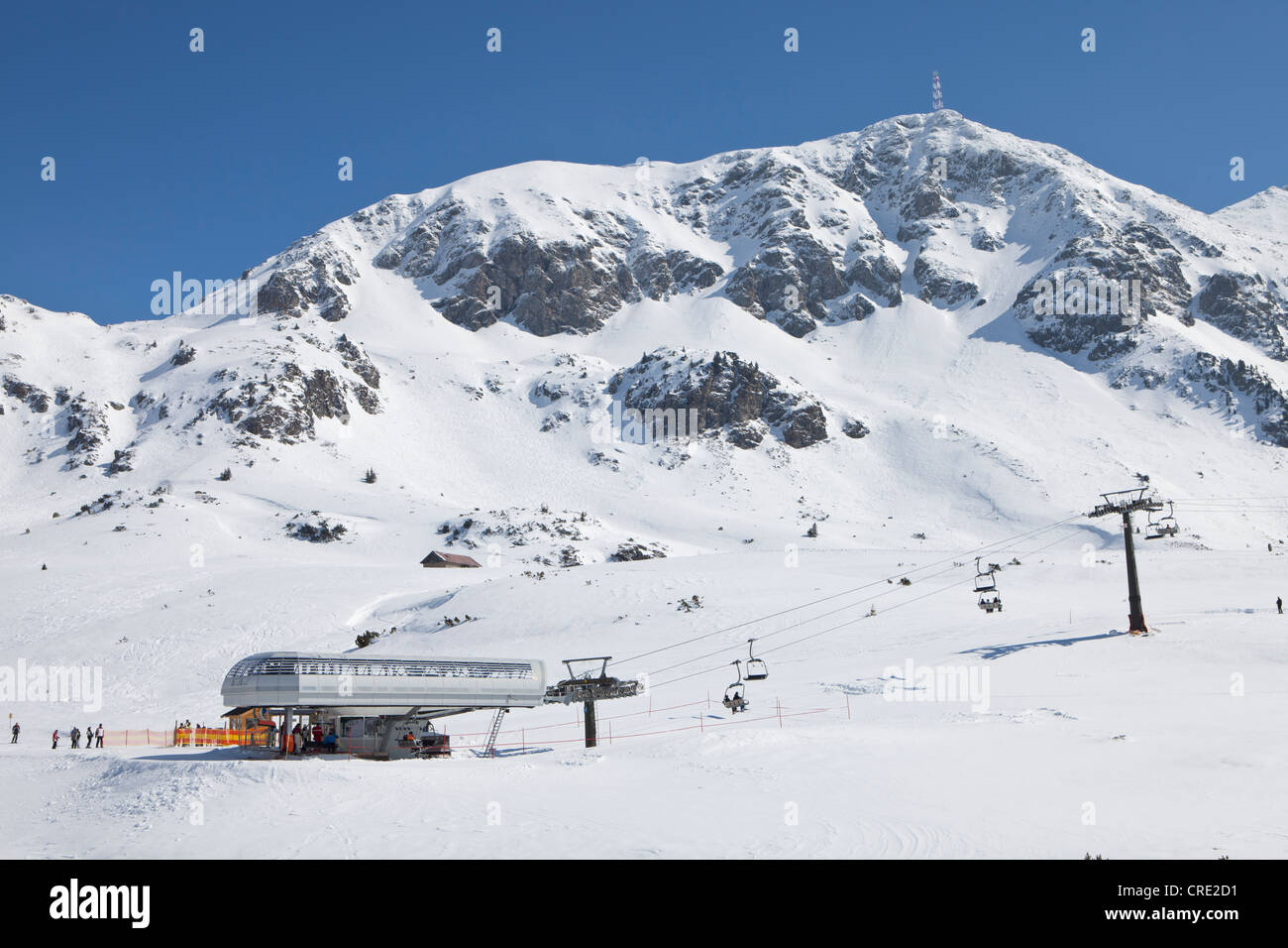 Angerbahn seggiovia stazione, Obertauern, Radstaedter Tauern mountain range, Austria, Europa Foto Stock