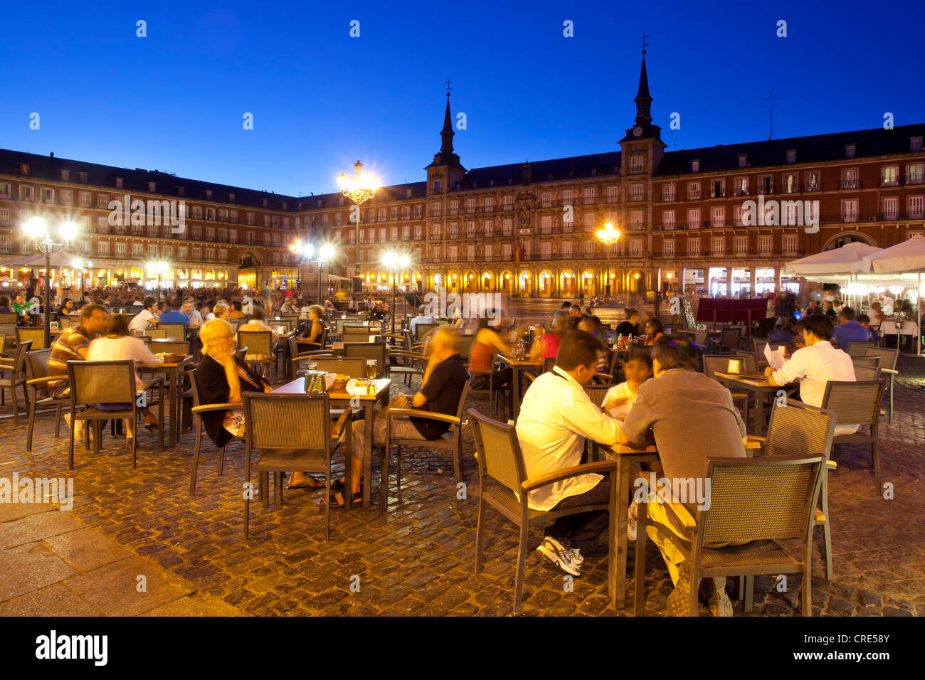 Città storica piazza, Plaza Mayor, Madrid, Spagna, Europa Foto Stock