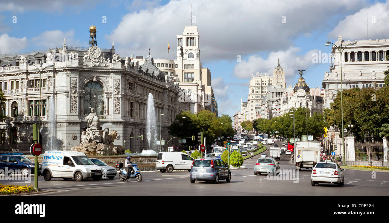 La Banca centrale di Spagna, Banco de España, Plaza de Cibeles square, Madrid, Spagna, Europa Foto Stock