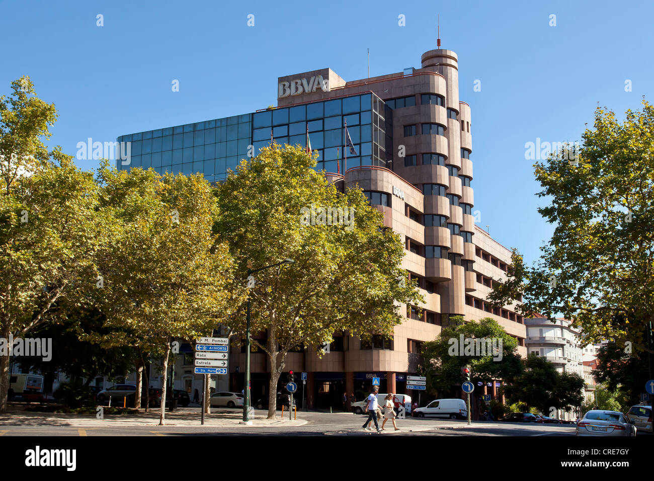 Filiale della Banca spagnola BBVA, Banco Bilbao Vizcaya Argentaria, a Lisbona, Portogallo, Europa Foto Stock