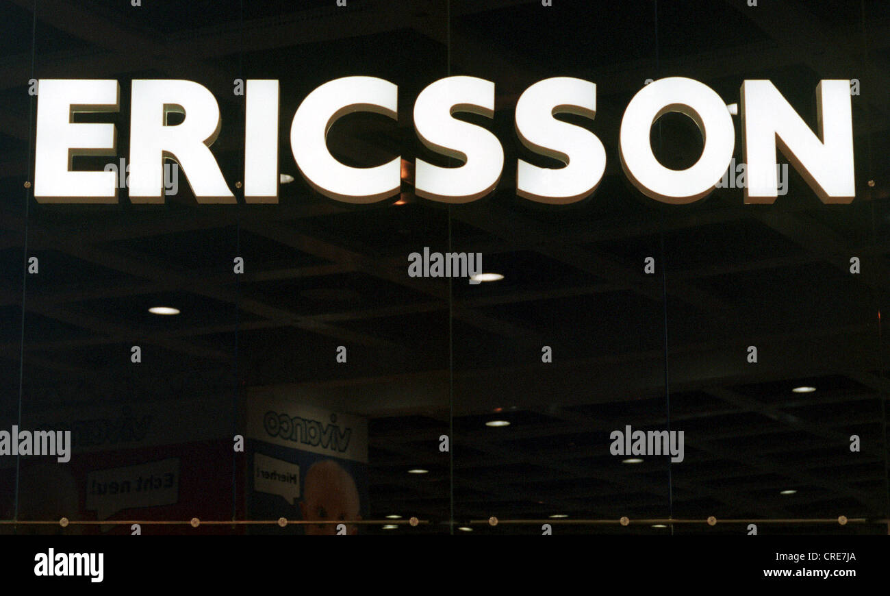 Il logo, protezione, emblema della Ericsson Foto Stock