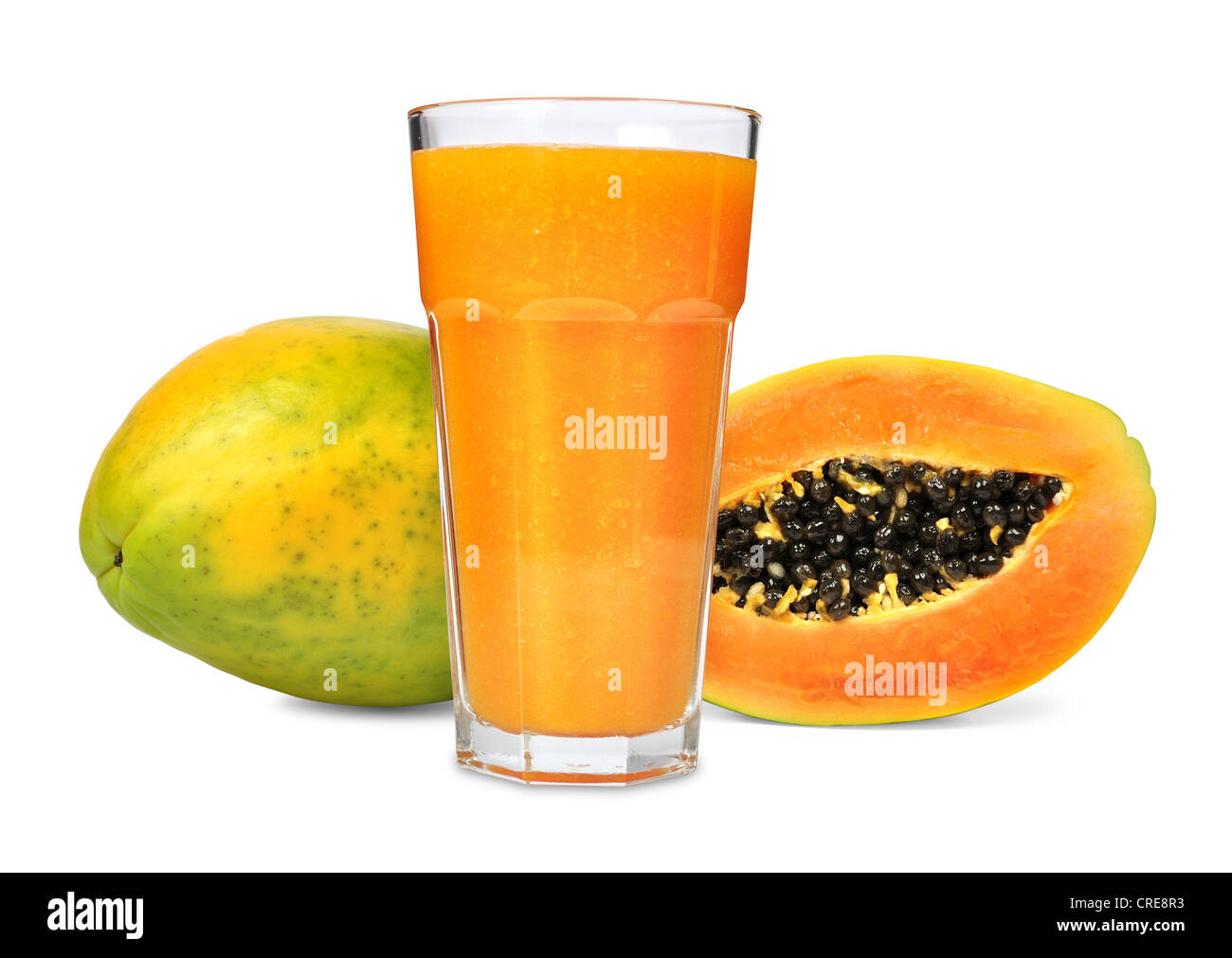 Bicchiere di succo di papaia isolato Foto Stock