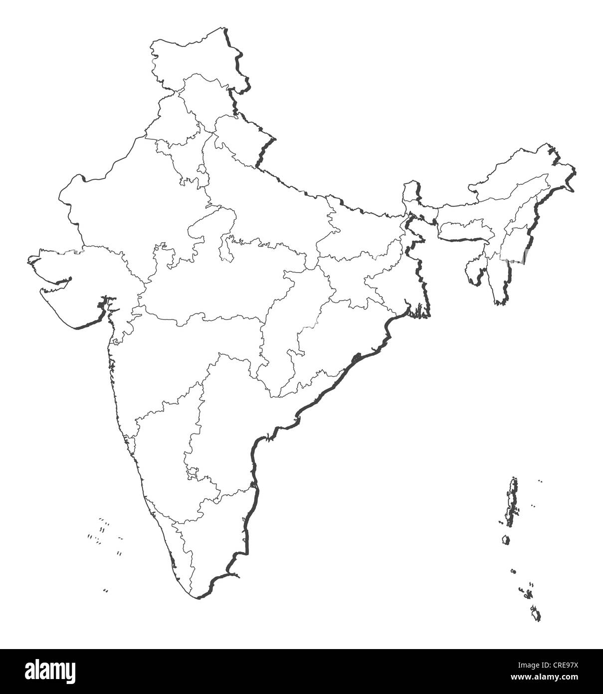 Mappa politico dell'India con i diversi Stati membri. Foto Stock