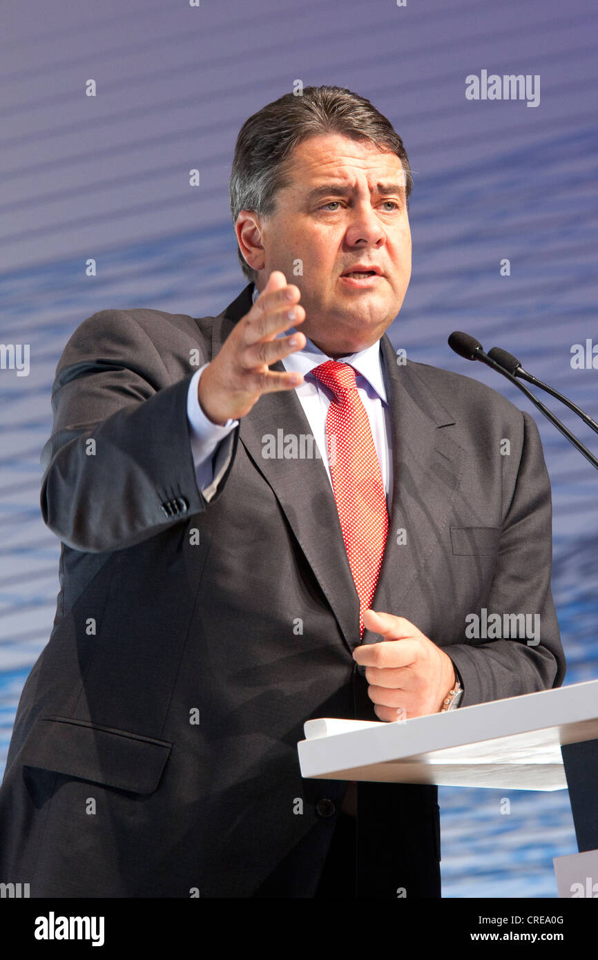 Sigmar GABRIEL, presidente del Partito Socialdemocratico, DOCUP, a BDI giorno dell'industria tedesca, 27 settembre 2011, Berlino Foto Stock