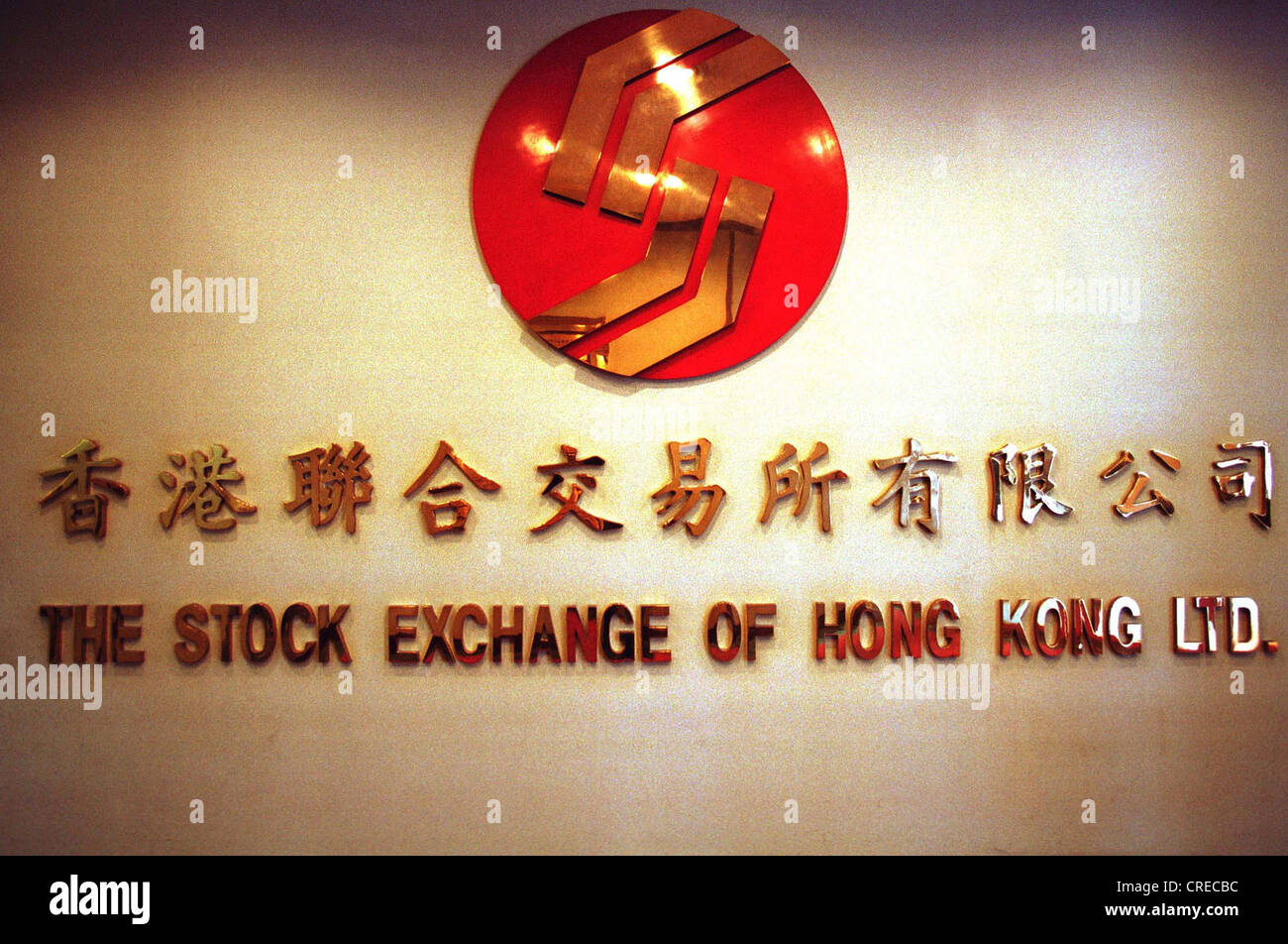Il logo della Borsa di Hong Kong Foto Stock