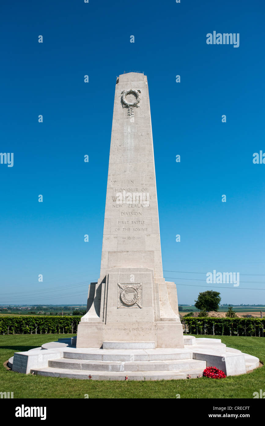 Il New Zealand Memorial a Longueval, Somme, Francia Foto Stock