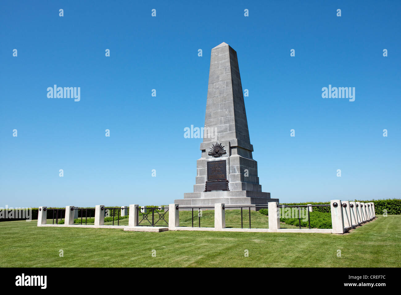 Una vista di WW1 Australian 1° Divisione Memorial presso Pozières, Somme, Francia Foto Stock