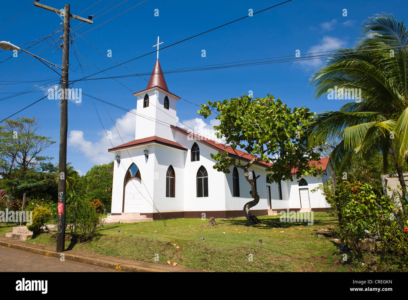 La chiesa, Big Corn Island, il Mare dei Caraibi, Nicaragua america centrale Foto Stock