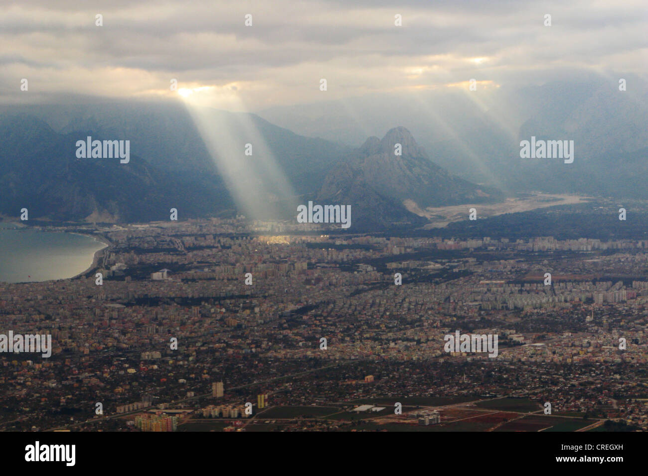 Raggi solari e lightspots su Antalya, Turchia Antalya, Antalya Foto Stock