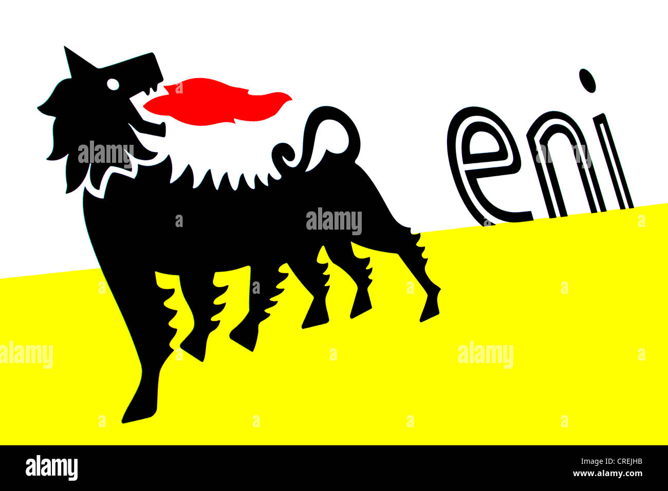 Logo di Eni, una multinazionale italiana di olio e gas company, la più grande azienda di Italia con una catena di stazioni di servizio in Germania Foto Stock