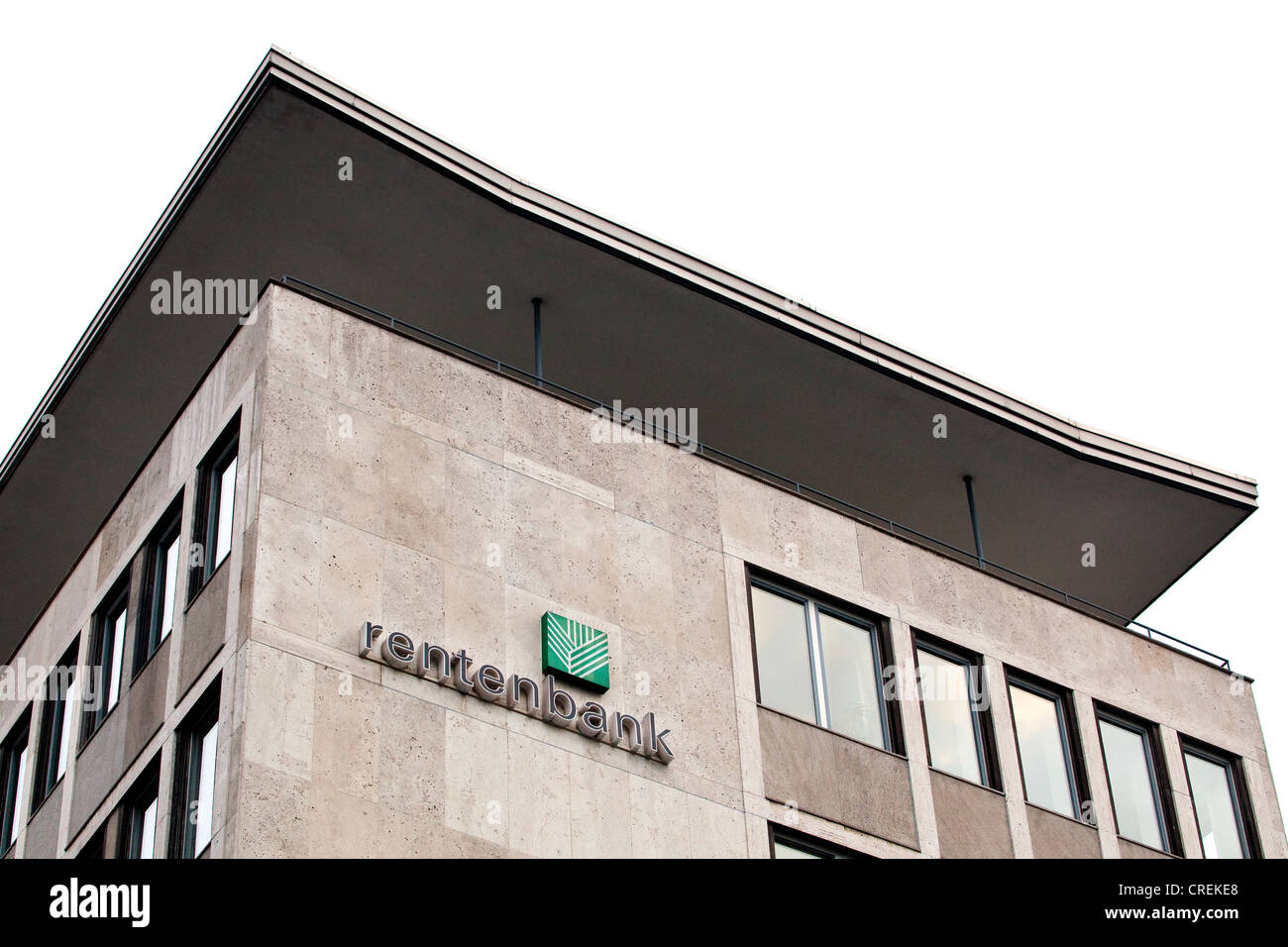 Logo della Landwirtschaftliche Rentenbank, agricolo banca ipotecaria, sulla sede' facciata, Frankfurt am Main, Hesse Foto Stock