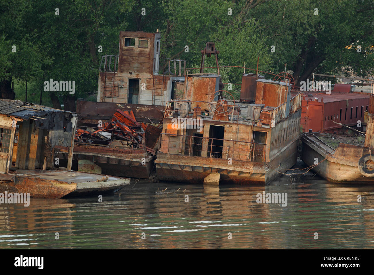 Arrugginimento barca Fiume Danubio Tulcea Dobrogea Foto Stock