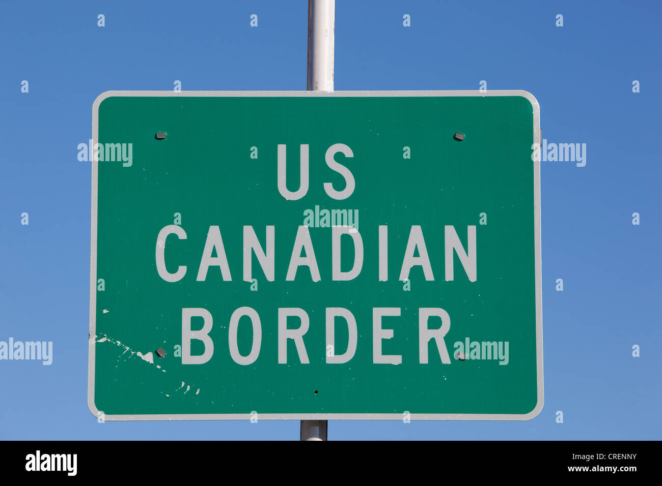 Noi - Canadian border crossing segno, Pass bianco, sud Klondike Highway, Alaska e British Columbia, B. C., Canada Foto Stock