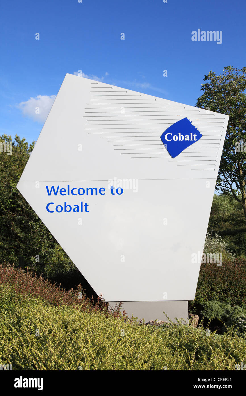 Segno Benvenuto a Cobalt Business Park, nei pressi di Newcastle North East England Regno Unito Foto Stock