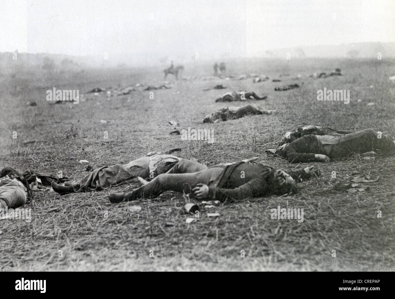 Battaglia di Gettysburg luglio 1-3, 1863. Unione morti dal fotografo irlandese Timothy O'Sullivan in data 5 luglio . Foto Stock