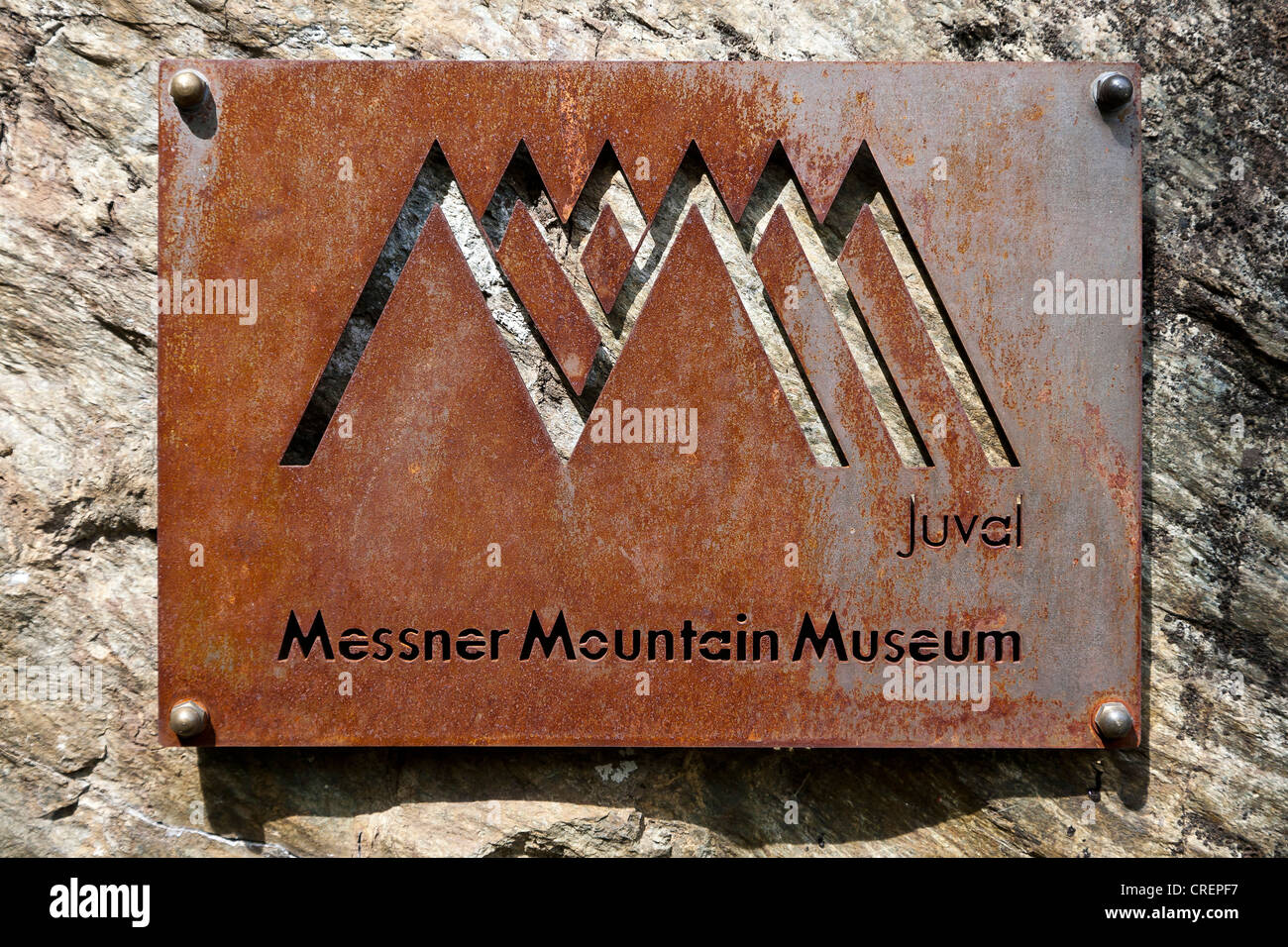 Segno, Messner Mountain Museum, Burg castello Juval, Val Venosta, Alto Adige, Italia settentrionale, Europa Foto Stock