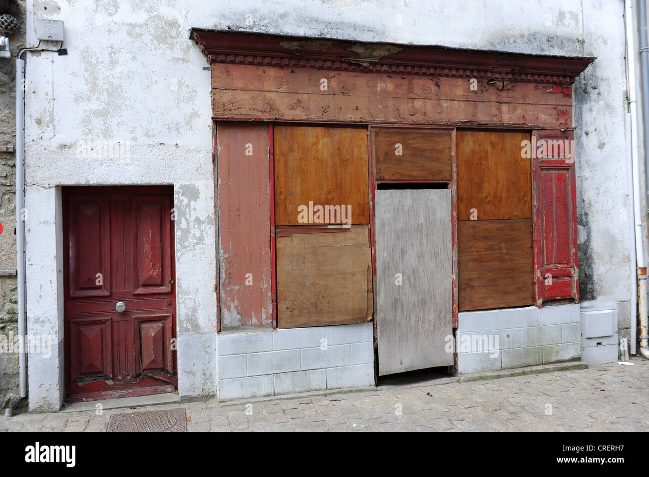 Chiuso il negozio in Port Louis Morbihan Bretagna Francia Foto Stock
