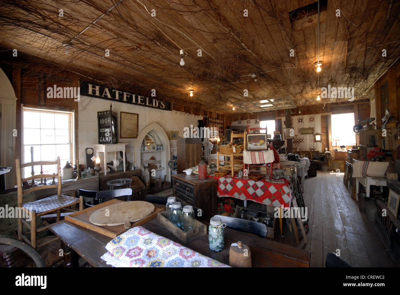 Interno di un negozio di antiquariato nel grande villaggio, Nova Scotia Foto Stock