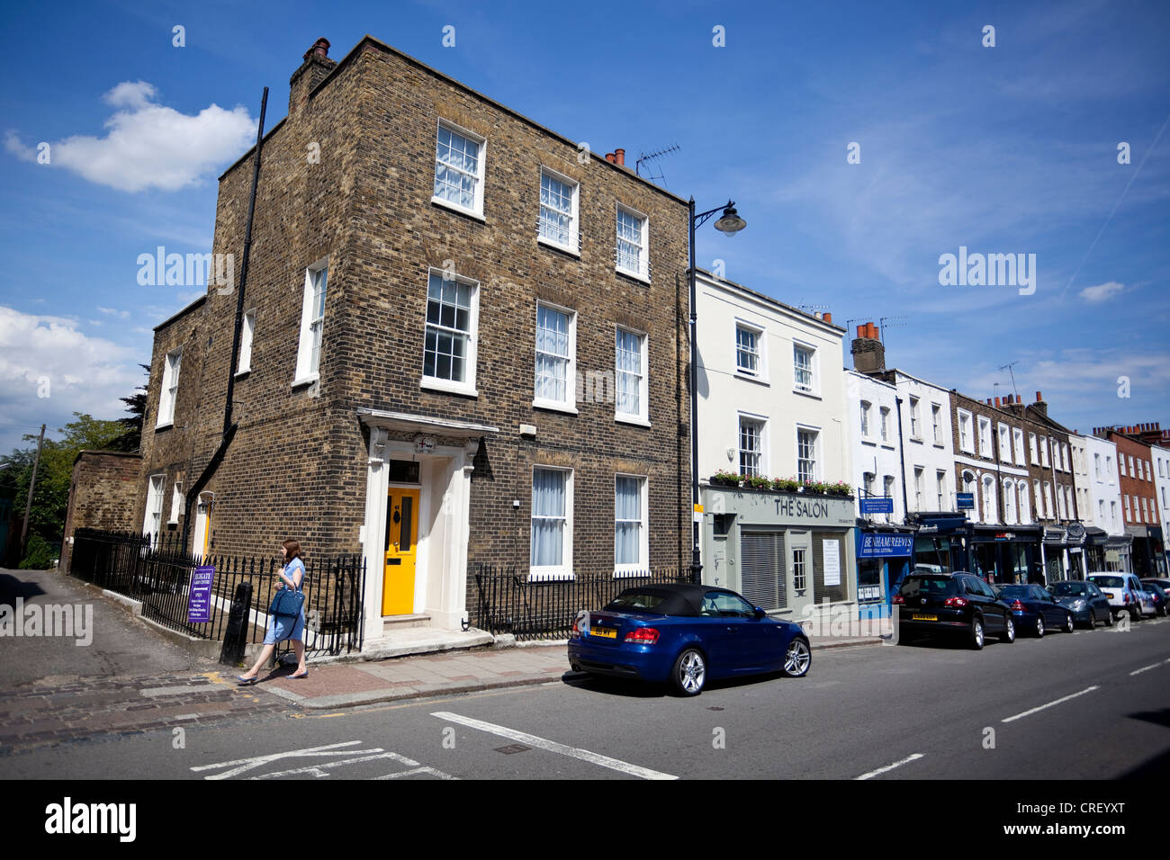 Case in stile georgiano, Highgate High Street, London, N6, Inghilterra, Regno Unito. Foto Stock