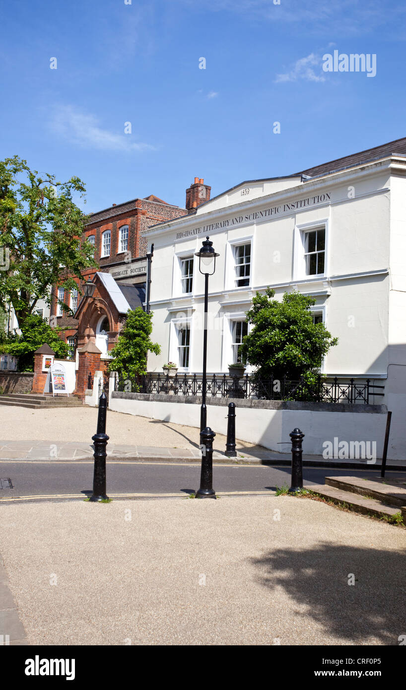 Le opere letterarie e istituzione scientifica e la società di Highgate, nel cuore culturale di Highgate, London, N6, England, Regno Unito Foto Stock