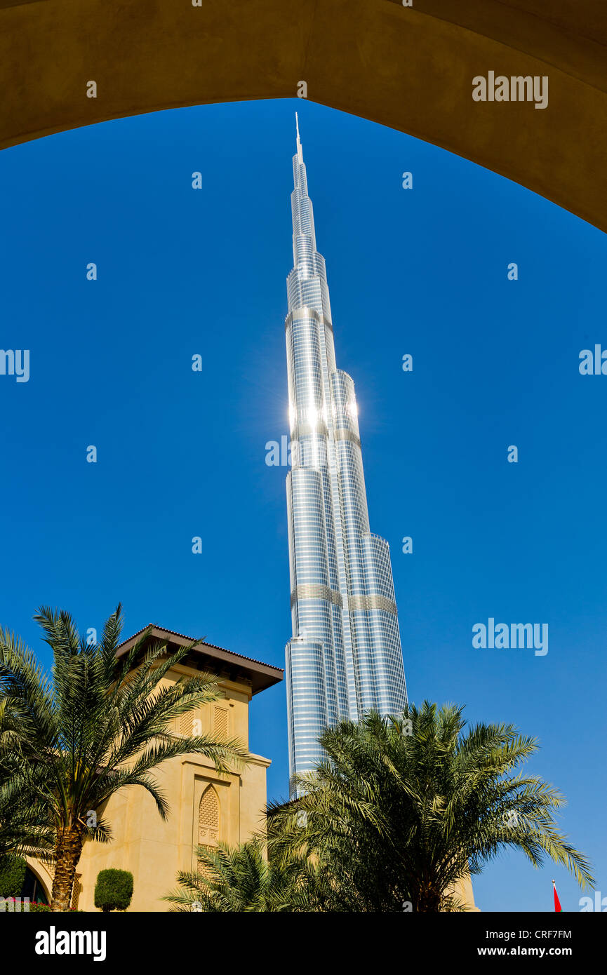 Il Burj Khalifa, Dubai, Emirati Arabi Uniti, Emirati Arabi Uniti più alto edificio torre Foto Stock