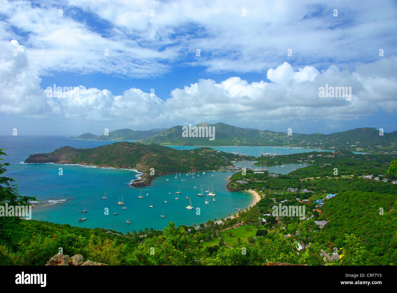 Isola Leewards; Isole Sottovento; Shirley Heights; English Harbour; Falmouth Harbour, Antigua e Barbuda, Mar dei Caraibi Foto Stock