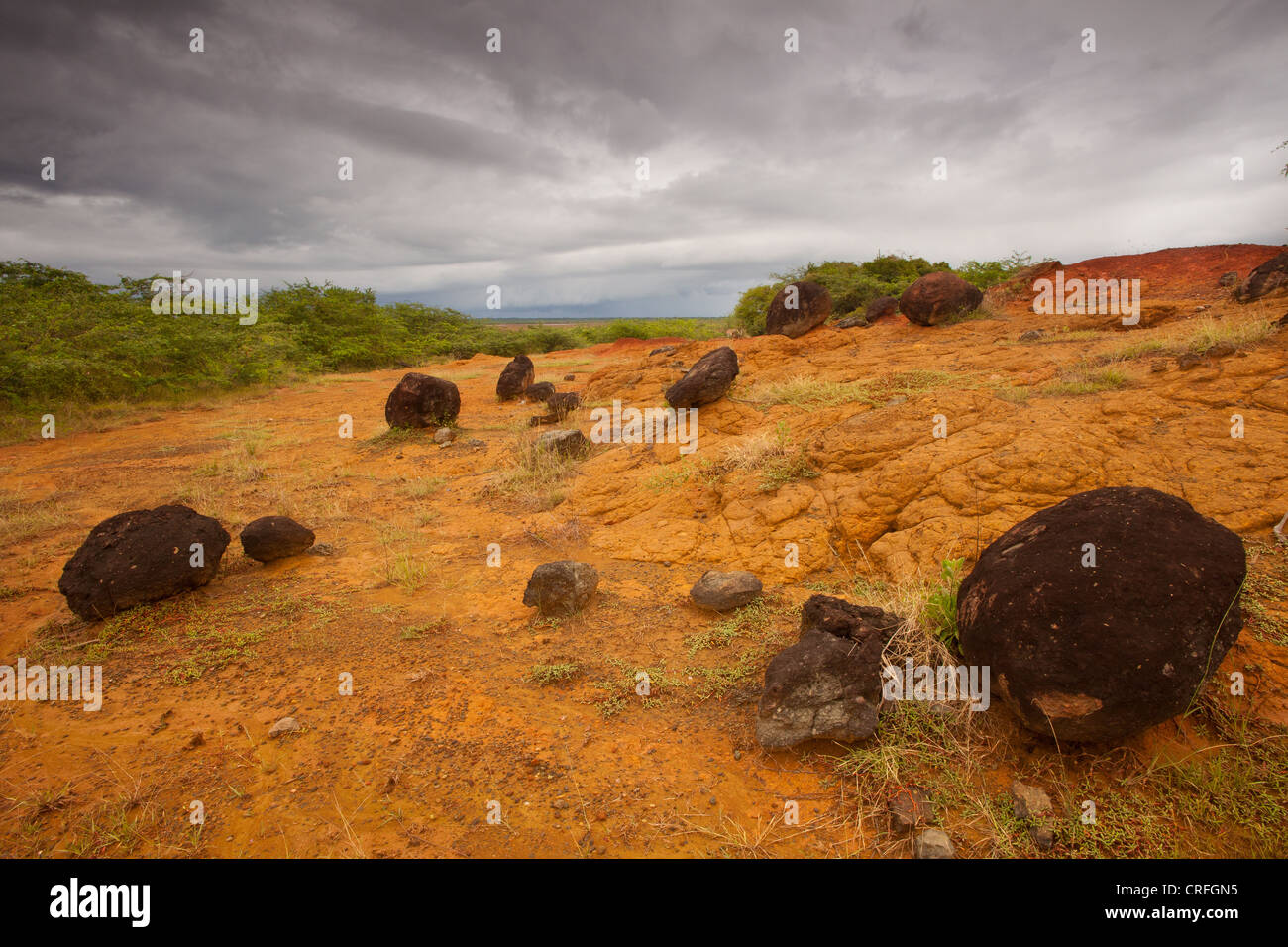 Le rocce vulcaniche e terreno eroso in Sarigua national park, Herrera provincia, Repubblica di Panama. Foto Stock