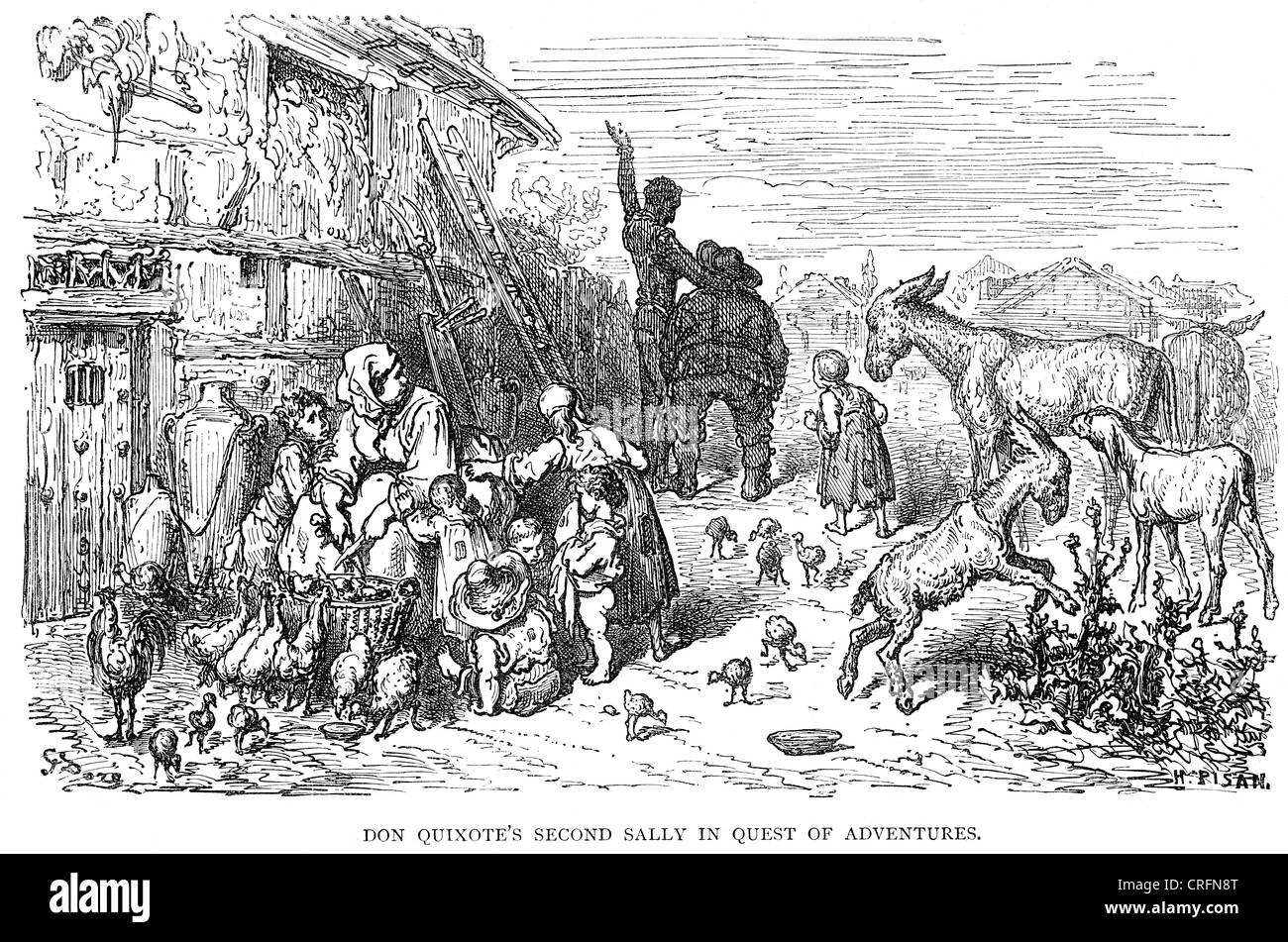 Don Chisciotte della seconda sally alla ricerca di avventura. Illustrazione di Gustave Dore da Don Chisciotte. Foto Stock