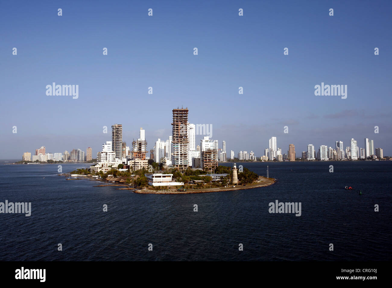 Edifici ad alta sulla penisola di Bocagrande, Colombia, Cartagena Foto Stock