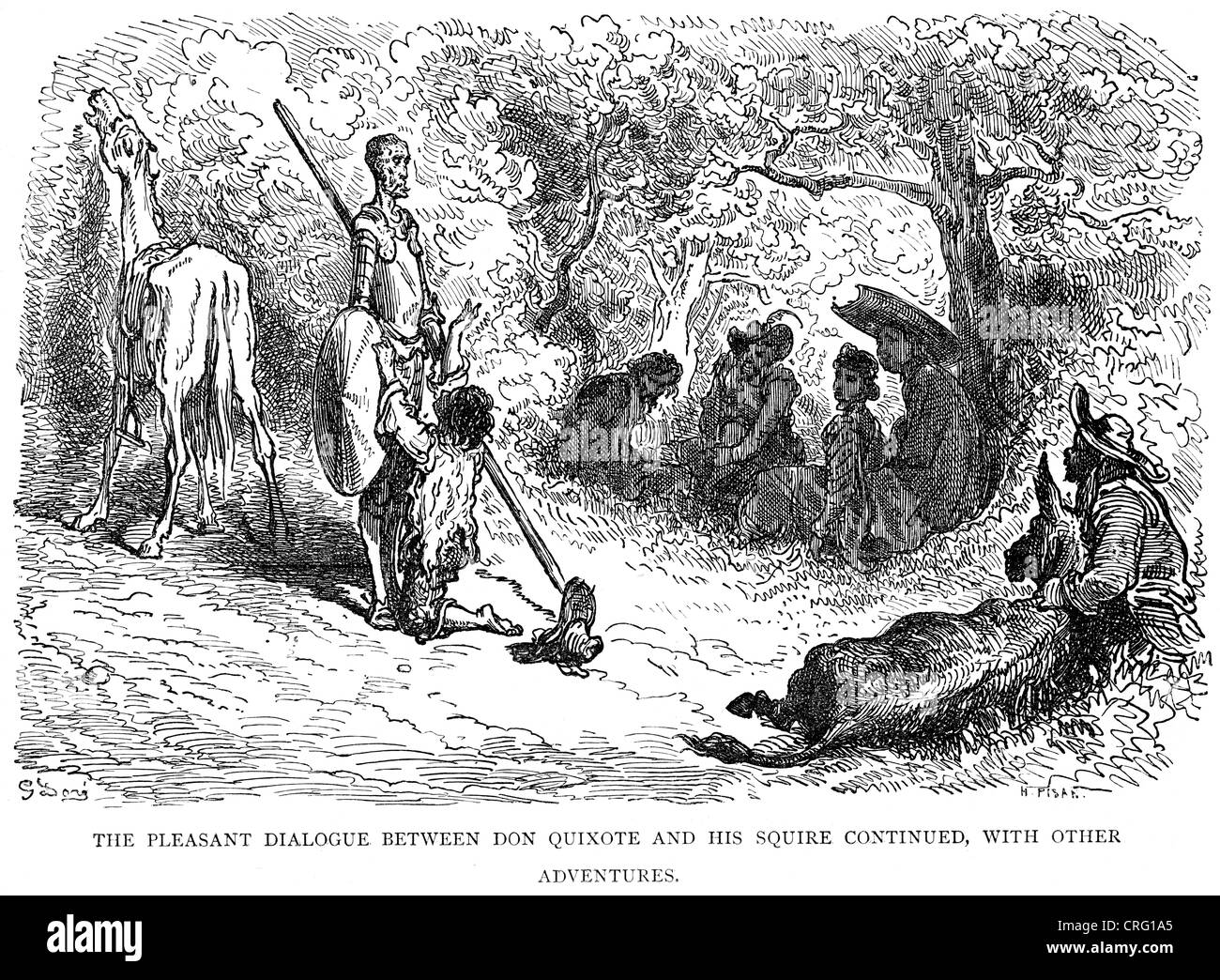 Don Chisciotte e il suo scudiero. Illustrazione di Gustave Dore da Don Chisciotte. Foto Stock